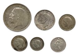 A 1936 George V 0.500 silver half crown, a 1936 Ge