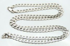 A silver flat curb link chain, 740mm long, 16.4g