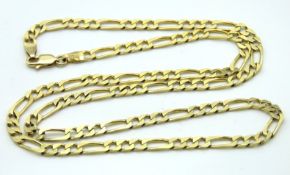 A 9ct gold Figaro chain, 520mm long, 10.9g