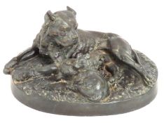 After W. Wolfe (German 20thC.) a bronze mastiff wi