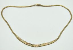 A 9ct three colour gold necklace, 420mm long, 10.4