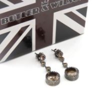 A pair of Butler & Wilson silver & quartz earrings