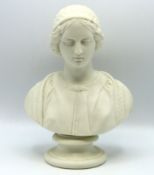 A mid 19thC. parian ware bust of 