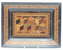 A 19thC. Tunbridgeware tray, 228mm wide x 178mm de