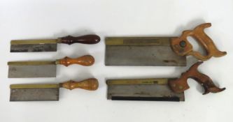 Five hand saws with brass spines including Tyzack