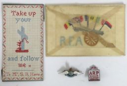 A WW1 Royal Field Artillery sweetheart card, an RA