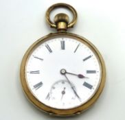 A 14ct gold cased pocket watch, case 45.5mm wide,