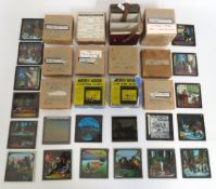 A collection of coloured & black & white lantern slides including Disney, Cinderella, Three Little P