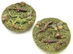 A pair of late 19thC. Portuguese majolica Palissy