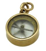 A late Victorian 15ct gold compass, crack to rear