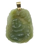 A 20thC. Chinese jade pendant with laughing Buddha