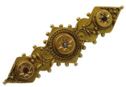 A late Victorian 15ct gold brooch set with diamond