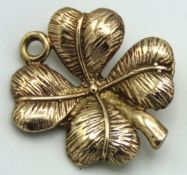 A 9ct gold four leaf clover charm, 18.5mm wide, 2.