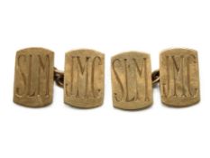 A pair of 9ct rose gold cufflinks monogrammed JMC