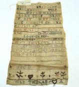 A c.1830 William IV sampler by Ann Hicks of Looe,