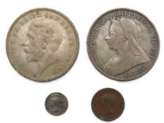 An 1896 Victoria silver crown, a 1935 George V 0.5
