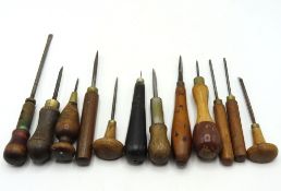 A selection of mostly antique awls, punches & scre