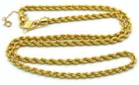 A 21ct gold rope chain with safety chain, 510mm lo