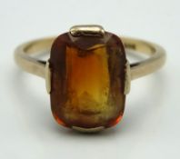 A 9ct gold ring set with citrine, 4.4g, size S