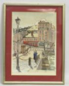 Adrian Truscott, a framed pen & ink watercolour of