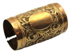 An antique yellow metal cane collar, cut to rear,