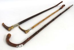 A T. Brigg & Sons horse measuring stick with 1899 London silver fittings, 940mm long, twinned with t