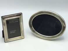 A 1984 Carr's of Sheffield silver oval photo frame, 165mm x 125mm & a 2007 Carr's of Sheffield recta