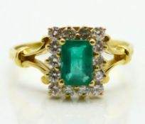 An 18ct gold ring set with emerald & approx. 0.33c