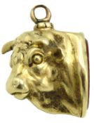 A yellow metal c.1860 Victorian seal set with carn