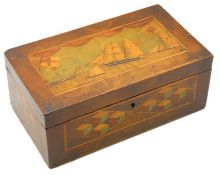 A 19thC. English walnut Trinity House box inlaid w