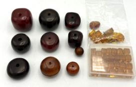 An antique amber beaded necklace, deconstructed, w