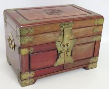 A Chinese rosewood jewellery box, some sun fading,