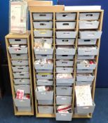 Two static tray storage cupboards on wheels with s