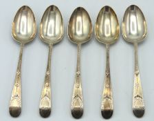 Five matching 1786 George III London bright cut si