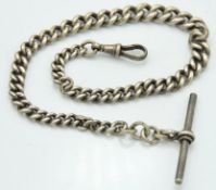 A Birmingham silver Albert chain with T-bar, 300mm