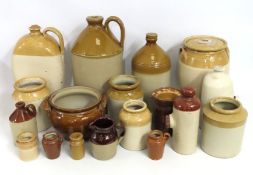 A quantity of stoneware storage vessels including