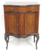 An antique French Louis XV style serpentine fronte