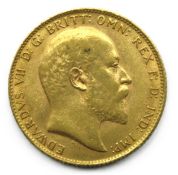 A 1909 Edward VII full gold sovereign coin