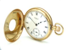A 9ct gold Waltham half hunter pocket watch in Den