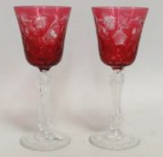 A pair of fine French St. Louis crystal cranberry