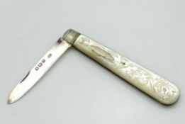 A Victorian 1891 Thomas Marples mother of pearl ha