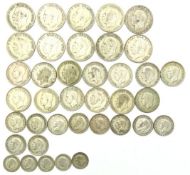 A quantity of pre-1946 0.500 silver UK coinage inc