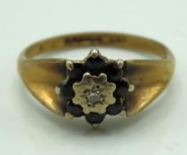 A 9ct gold ring set with sapphire & diamond, 3.2g,