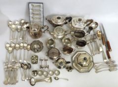A quantity of silver plate including two plated te