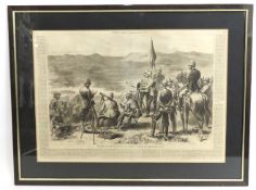 A doubled sided glazed framed May 31st 1879 print from the Harpers Weekly depicting use of a Heliogr