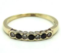 A 9ct gold diamond & sapphire half eternity ring,