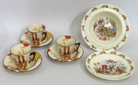 Two pieces of Doulton Bunnykins nursery ware twinn