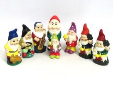 Seven garden gnomes & one other, tallest 225mm