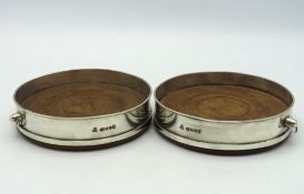 A pair of teak lined 1977 London silver wine coast