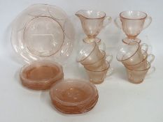 A Jeanette cherry blossom colour depression glass